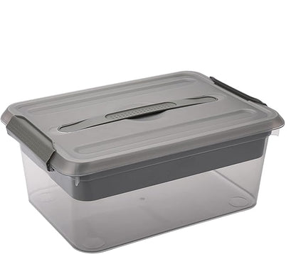 BTSKY Stack & Carry Box, Clear Plastic Storage Container Stackable Home Utility Box with Removable Tray Multi-Purpose Storage Bin for Organizing Stationery, Sewing, Art Craft Supplies (Black)