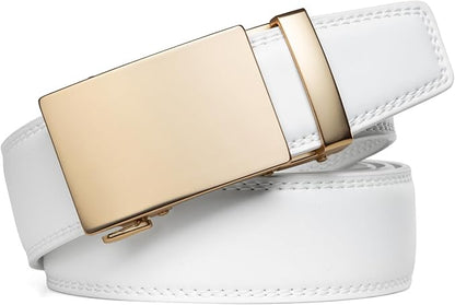 Founders & C Men's Ratchet Belt 1 3/8",Leather Dress Belt Adjustable with Click Sliding Buckle Trim to Exact Fit