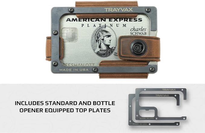 Trayvax Contour Lite Wallet, RFID Front Pocket Money and Credit Card Holder, Minimalist Slim Leather Metal Wallet for Men and Women, Titanium Mississippi Mud