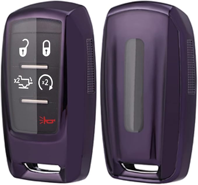360 Degree TPU Protector Key Fob Cover Case fit for 2021 2020 2019 Dodge Ram 1500 2500 3500 Rubber Keyless Entry Key Fob OHT-4882056 (Purple)