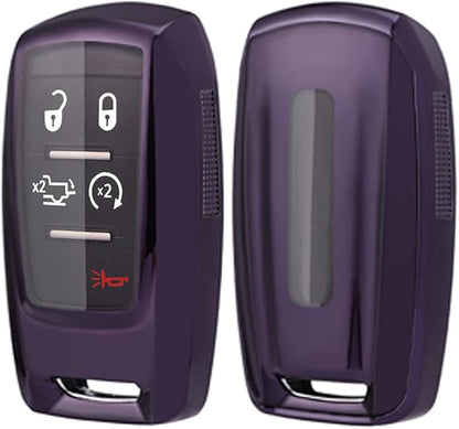 360 Degree TPU Protector Key Fob Cover Case fit for 2021 2020 2019 Dodge Ram 1500 2500 3500 Rubber Keyless Entry Key Fob OHT-4882056 (Purple)