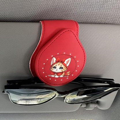 Sunglasses Holders Car Sun Visor for Anime, Magnetic Leather Glasses Eyeglass Hanger Clip for Car, Ticket Card Clip Eyeglasses Mount, Car Visor Accessories