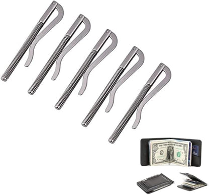 5Pcs Spring Money Clip Steel Bar Nickel Plate for Bifold Wallet Purse Leather Craft Tools Ideal Christmas gift Father's Day gift Silver 2.9 Inch