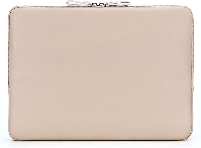 MOSISO Laptop Sleeve Bag 16 inch Compatible with MacBook Air 15 inch 2026-2023 M4 M3 M2/Pro 16 inch 2026-2019 M4 M3 M2 M1, 15-15.6 inch Notebook, PU Leather Padded Bag Waterproof Case, Apricot