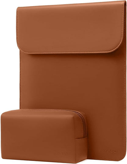 MOSISO Laptop Case 13.3 inch, 13-13.3 inch Laptop Sleeve Compatible with MacBook Neo 13 A18 Pro A3404 /Air 13/Pro 13/Pro 14 M5 M4 M3 M2 M1, Faux Suede Leather Case with Small Bag, Brown