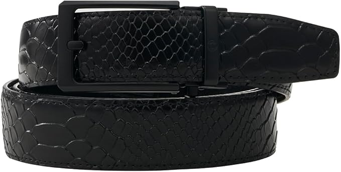 Tonywell Men's Ratchets Belt, Crocodile Embossed Texture, 1-3/8 Wide, Alligator Brown