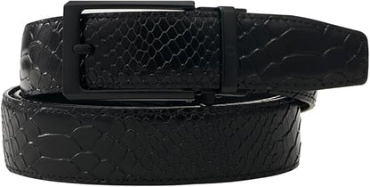 Tonywell Men's Ratchets Belt, Crocodile Embossed Texture, 1-3/8 Wide, Alligator Brown