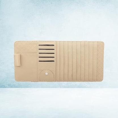 STOBAZA Multi Functional Sun Visor Leather Organizer Bag for Vehicle Storage Beige for Pens and Cards Stylish Design That Enhances Your Car Interior