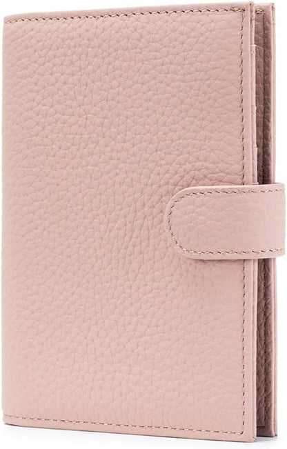 Leather RFID Slim Passport Holder for Travel Women – Passport Wallet for Men with Passport Cover & 3 Card Slots, Zippered Coin Pocket, Cash Holder – Travel Organizer Mother's Day Gift (Pink)