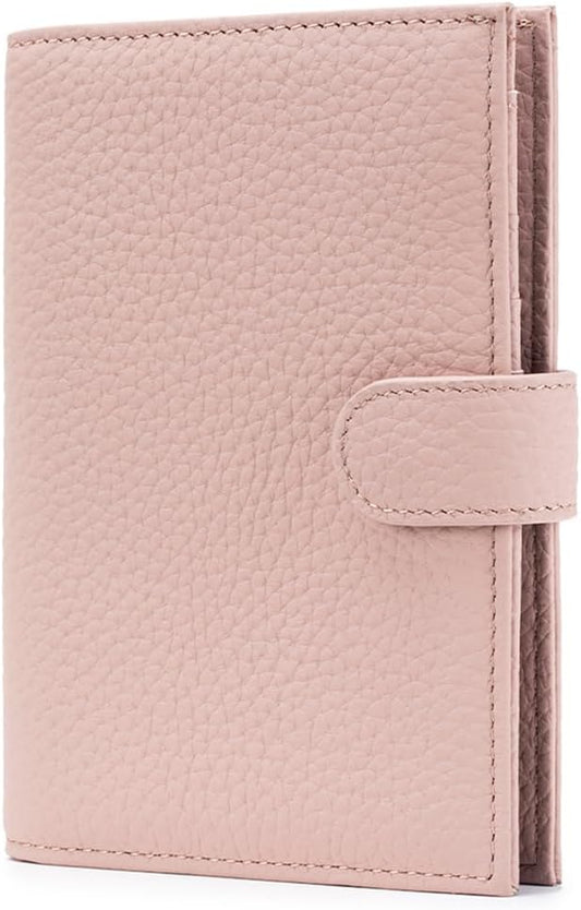 Leather RFID Slim Passport Holder for Travel Women – Passport Wallet for Men with Passport Cover & 3 Card Slots, Zippered Coin Pocket, Cash Holder – Travel Organizer Mother's Day Gift (Pink)
