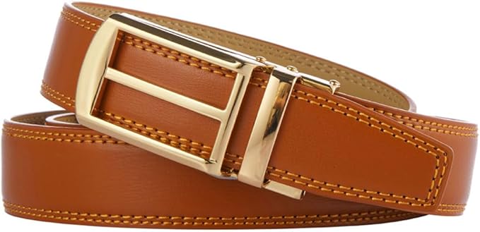 Tonywell Mens Leather Ratchet Belts with Click Buckle Perfect Fit Dress Belt 30mm Wide