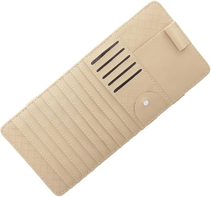 GLEAVI Car Cd Holder Sun Visor Storage Small Cd Holder Bag Leather Organizer Beige