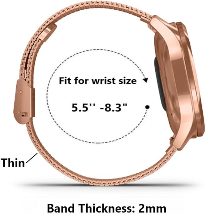 Moran Stainless Steel Mesh Watch Band 20mm Quick Release Rose Gold Replacement Metal Strap 18mm 20mm 22mm Compatible for Samsung Galaxy Watch 6 Band Classic 43mm 47mm 40mm 44mm (Rose Gold, 20mm)