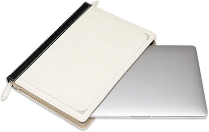 MOSISO Laptop Sleeve Case Compatible with MacBook Air 13 inch M4 A3240 M3 A3113 M2 A2681 M1 A2337 A2179 A1932 2025-2018/Pro 13 inch M2 M1 2025-2016, PU Leather Vintage Portfolio Cover, Ivory White