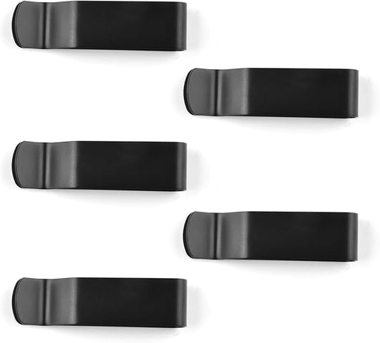 5PCS Black Metal 55x15mm Holster Sheath Belt Clip Snap Clip Clasp Spring Buckle Hook for Wallets, Pouches, Tape Measure