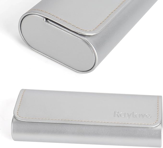 RayLove Glasses Case Hard Shell, Travel Sunglasses Case, Leather Hard Eyeglass Case for Women, Reading Glasses Case for Men