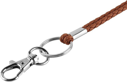 PLENTY Braided Leather Lanyard, 2PCS Handmade Strong Office Long Neck Strap with Clasp and Keychain for ID Badge and Keys