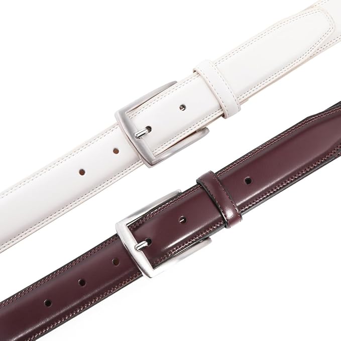 Mens Genuine Leather Dress Belt for Men, Handmade, 100% Cow Leather,Classic Casual and Business Belt Prong Buckle