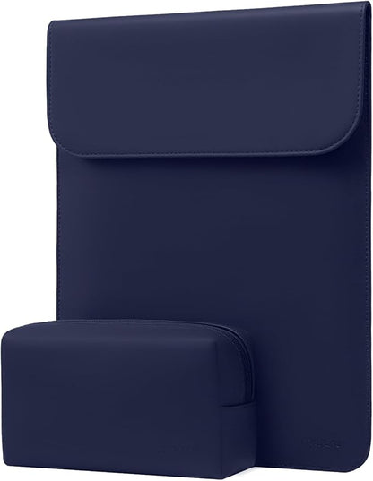 MOSISO Laptop Case 13.3 inch, 13-13.3 inch Laptop Sleeve Compatible with MacBook Neo 13 A18 Pro A3404 /Air 13/Pro 13/Pro 14 M5 M4 M3 M2 M1, Faux Suede Leather Case with Small Bag, Navy Blue