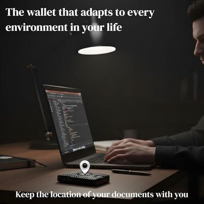 Mens Wallet with AirTag Holder, RFID Blocking, Pop-Up Aluminum Card Holder, ID Window, Money Clip, Fits up to 12 Cards, Slim & Minimalist, Smart, MicroFiber (Black), Gift Box, Billetera para Hombre