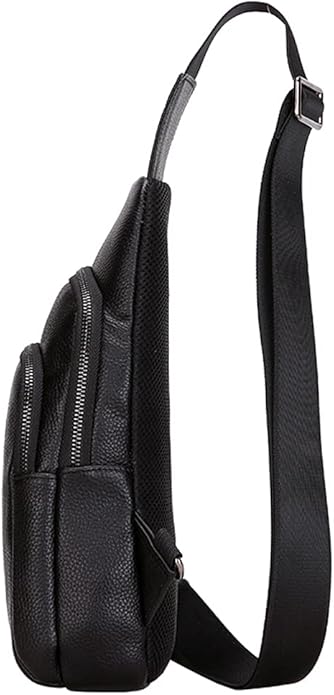 Hebetag Leather Sling Bag Crossbody Backpack for Men Women Travel Outdoor Camping