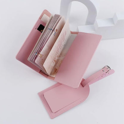 Belsmi Passport and Luggage Tags Set Travel Suitcase Tag (Style 1 - Pink)