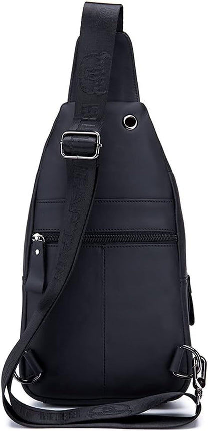 Hebetag Leather Sling Bag Hiking Daypack for Men Women Outdoor Travel Camping Fishing Crossbody Shoulder Chest Pack Casual Backpack
