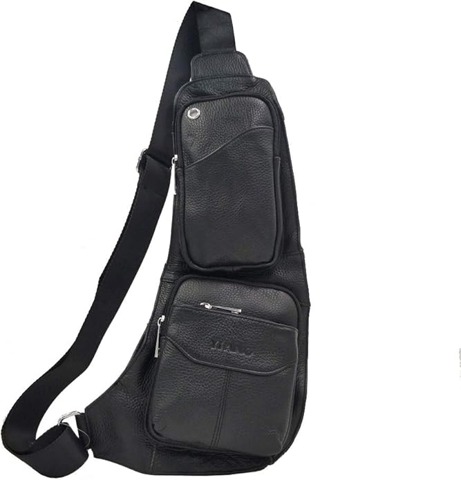 Hebetag Leather Sling Bag Crossbody Backpack for Men Women Travel Outdoor Camping