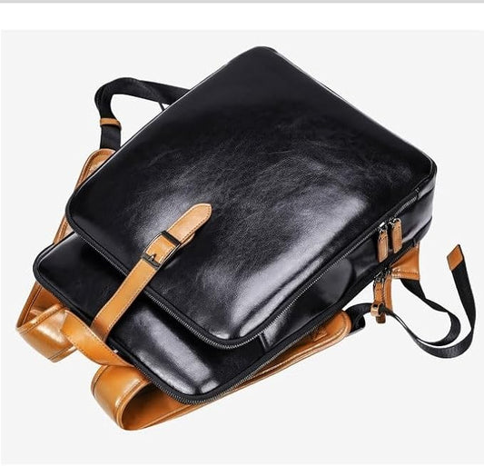 Business leather backpack casual laptop backpack