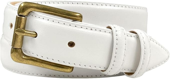 Adam Gold Men's Genuine Full-Grain Cowhide Leather Dress Belt 1-1/8"(30mm) Wide Polished Buckle