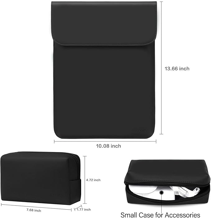 MOSISO Laptop Case 13.3 inch, 13-13.3 inch Laptop Sleeve Compatible with MacBook Neo 13 A18 Pro A3404 /Air 13/Pro 13/Pro 14 M5 M4 M3 M2 M1, Faux Suede Leather Case with Small Bag, Black