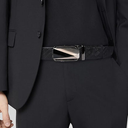 Dubulle Designer Mens Belts, Sliding Automatic Buckle Ratchet Dress Belt TOP Genuine Leather Strap Gifts