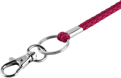 PLENTY Braided Leather Lanyard, 2PCS Handmade Strong Office Long Neck Strap with Clasp and Keychain for ID Badge and Keys