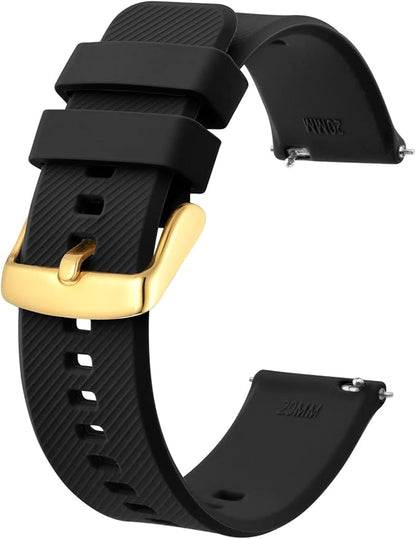 BISONSTRAP Watch Strap 18mm 19mm 20mm 21mm 22mm, Quick Release Silicone Watch Bands for Men Women