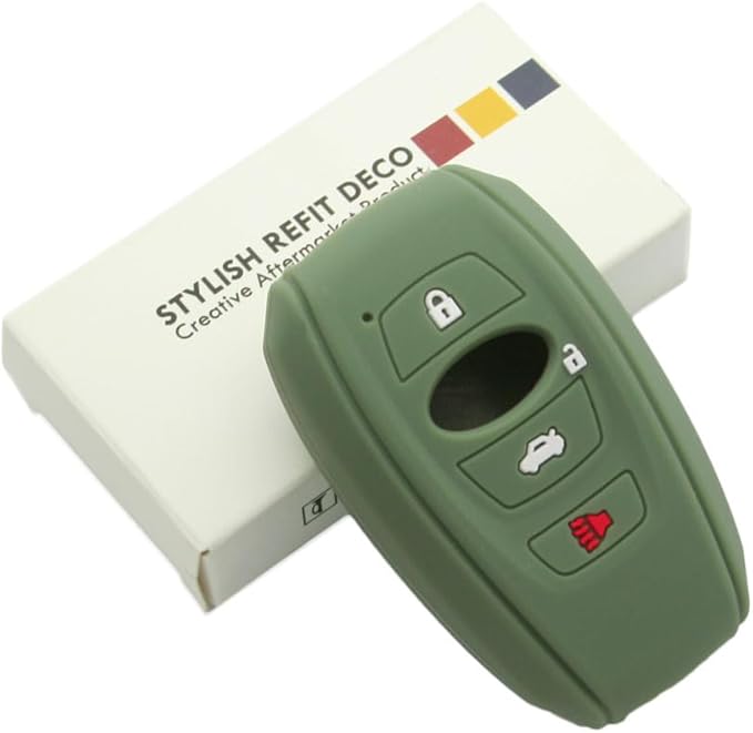 SEGADEN Silicone Cover Protector Case Holder Skin Jacket Compatible with Subaru 4 Button Smart Remote Key Fob CV4255 Feldgrau
