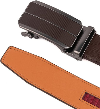 Fabio Valenti Mens Belt,Ratchet Belt Dress with 1 3/8" Genuine Leather with Easier Adjustable Buckle, Trim to Fit