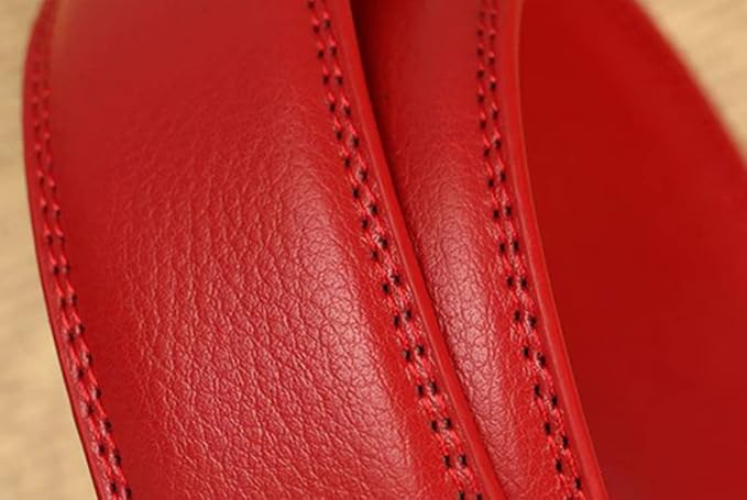 Luxury Men's Belts Red Leather Wolf Head Buckle 1.38 inch Width Used for Mens Dress Casual Adjustable Belt
