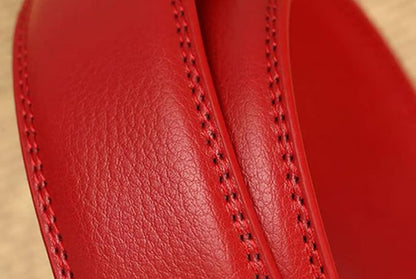 Luxury Men's Belts Red Leather Wolf Head Buckle 1.38 inch Width Used for Mens Dress Casual Adjustable Belt