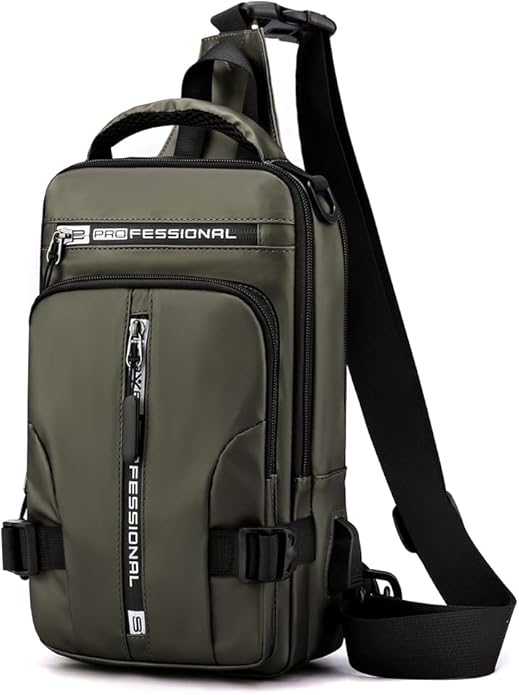 Hebetag Leather Sling Bag Crossbody Backpack for Men Women Travel Outdoor Camping