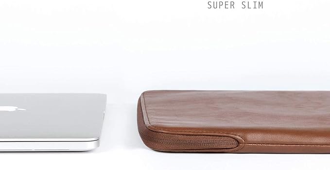 Comfyable Slim Laptop Sleeve Compatible with 13 Inch MacBook Air 13 in M5 M4 M3 M2, 13" MacBook Pro/Neo, PU Leather Bag Water-Resistant Cover Case, Brown