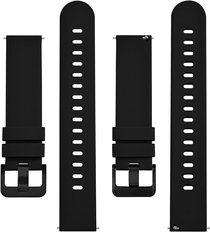 BISONSTRAP Silicone Watch Bands, Slim Watch Straps with Quick Release, 18mm, Black with Black Buckle
