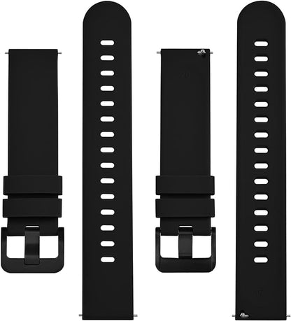 BISONSTRAP Silicone Watch Bands, Slim Watch Straps with Quick Release, 18mm, Black with Black Buckle