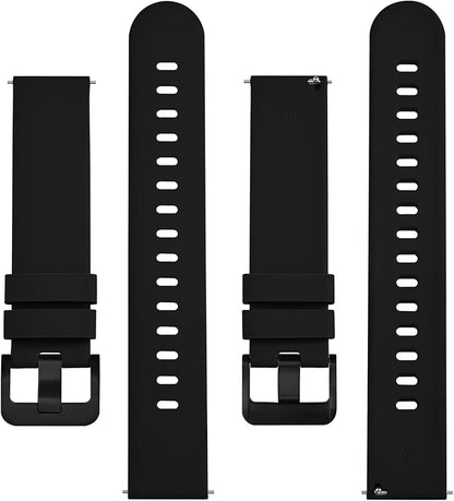 BISONSTRAP Silicone Watch Bands, Slim Watch Straps with Quick Release, 17mm, Black with Black Buckle