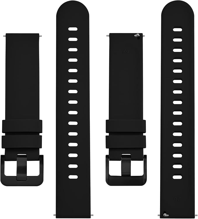 BISONSTRAP Silicone Watch Bands, Slim Watch Straps with Quick Release, 16mm, Black with Black Buckle