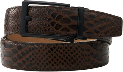 Tonywell Men's Ratchets Belt, Crocodile Embossed Texture, 1-3/8 Wide, Alligator Brown