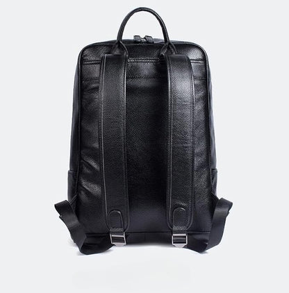 Genuine Leather Backpack for Men Travel Laptop Bag Casual Daypack Business Briefcase Durable Work Bag Gift Box (Black)