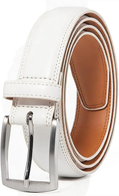 Mens Genuine Leather Dress Belt for Men, Handmade, 100% Cow Leather,Classic Casual and Business Belt Prong Buckle