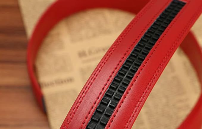 Luxury Men's Belts Red Leather Wolf Head Buckle 1.38 inch Width Used for Mens Dress Casual Adjustable Belt