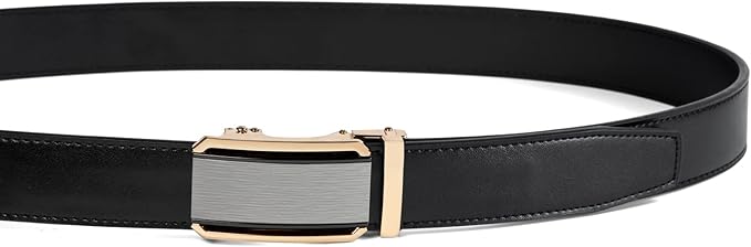 Founders & C Men's Ratchet Belt 1 3/8",Leather Dress Belt Adjustable with Click Sliding Buckle Trim to Exact Fit