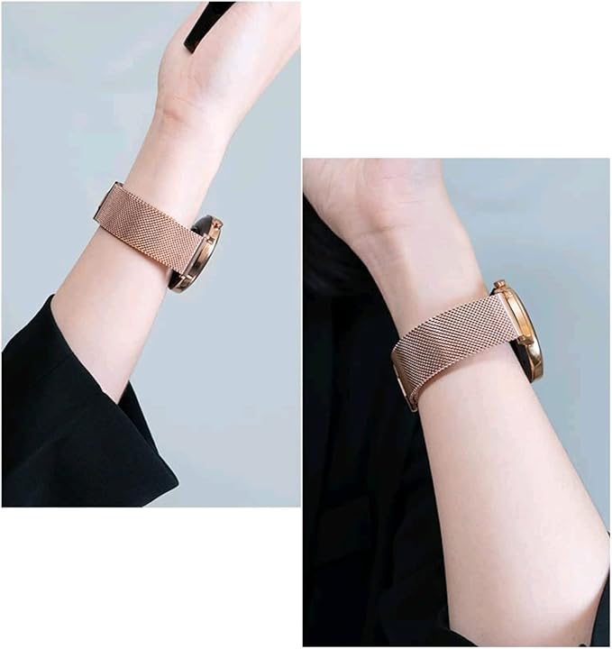 Moran Stainless Steel Mesh Watch Band Quick Release Replacement Strap 18mm 20mm 22mm for Men Women (Rose Gold,18mm)